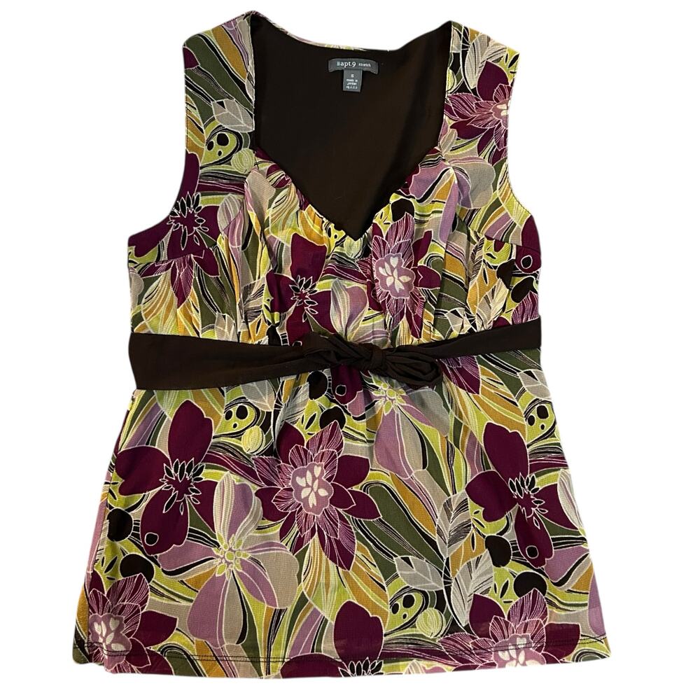 Y2K Floral Tie Front Blouse Womens Small Purple Whimsigoth Indie Flowercore Cute